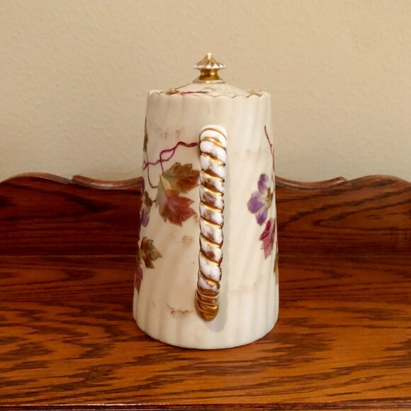 Antique Rudolstadt Germany Hand Painted Porcelain Chocolate Pot - Picture 5 of 8